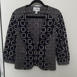 Joseph Ribkoff Navy and Gold Patterned Cardigan Blazer